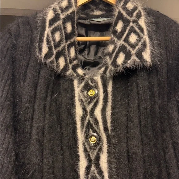 Elegant angora Black Long Sweater Coat size Xl tall